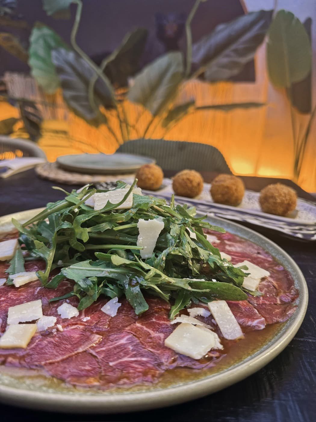 Beef carpaccio with arugula and parmesan