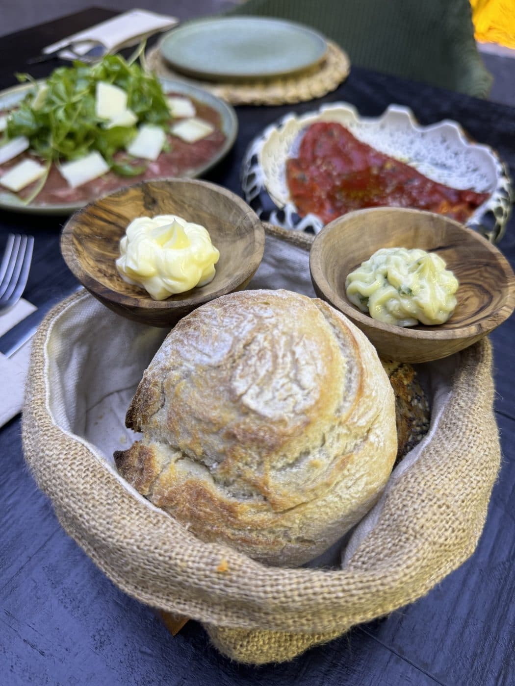 Sourdough bread with whipped and herb butter