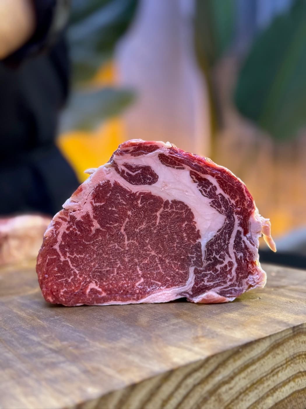 Marbled rib eye cut